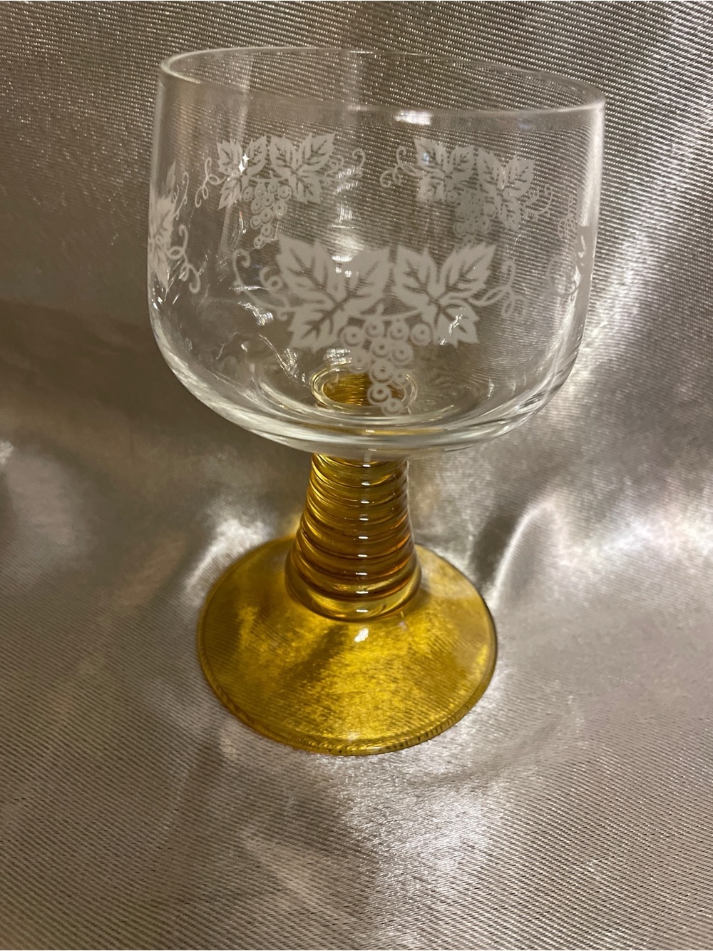 Vintage Roemer Etched Goblet with Amber beehive Stem